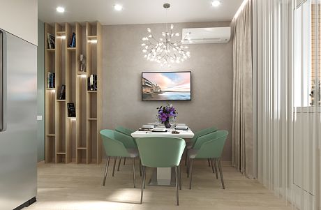 Дизайн проект 2-х комнатной квартиры 86 м2 в ФМР Краснодара